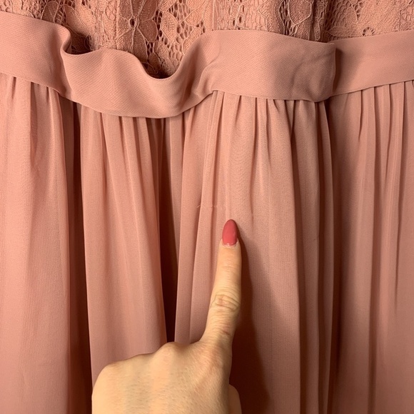 Azazie Blush Pink Bridesmaid Halter Lace Dress - Picture 11 of 11